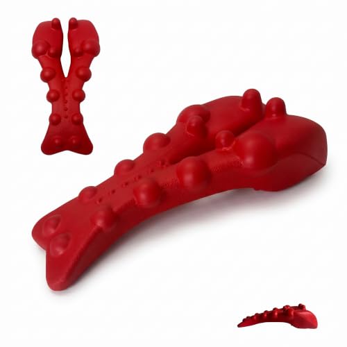 Neck and Shoulder Relaxer, Cervical Traction Device for Neck Support and Posture Alignment, Neck Stretcher Pillow with Acupressure Points (Red)