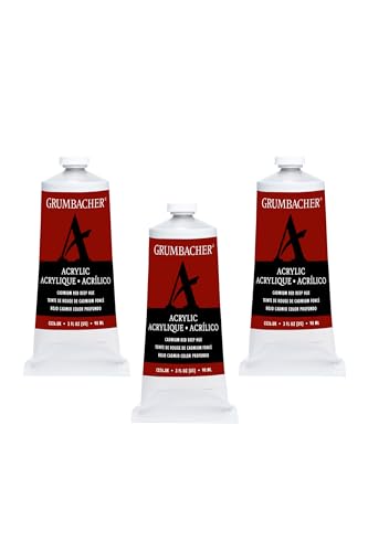 Grumbacher Cadmium Red Deep Hue Acrylic Paint, 90ml/3 oz. Metal Tube, 3-Pack - color: Cadmium Red Deep Hue