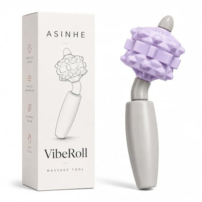 VibeRoll Massage Tool, Trigger Point Muscle Roller for Deep Tissue Relaxation, Portable Handheld Recovery Tool for Neck, Shoulders, Legs, Arms & Feet