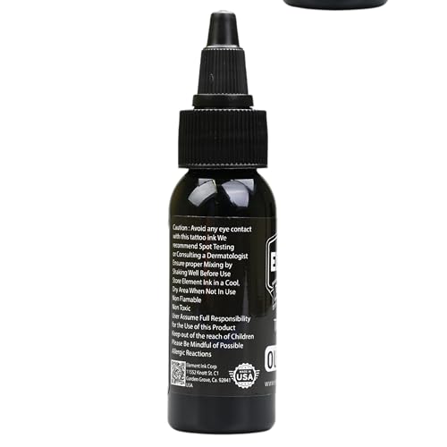 Element Tattoo Supply Black Tattoo Ink for Skin, 1oz Bottle | professional black ink for skin, smooth reliable flow, deep bold saturation, USA made, vegan formula, trusted by artists - size: 1oz