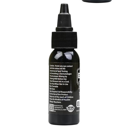 Element Tattoo Supply Black Tattoo Ink for Skin, 1oz Bottle | professional black ink for skin, smooth reliable flow, deep bold saturation, USA made, vegan formula, trusted by artists - size: 1oz