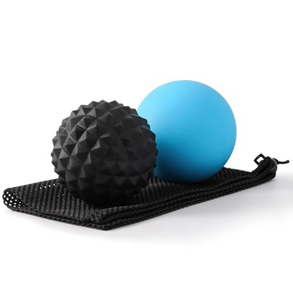 Massage Balls, 2 Pack Firm Silicone Massage Ball Set (Smooth & Textured, 3.54" & 3.22"), Deep Tissue Trigger Point & Myofascial Release for Back, Neck, Shoulder & Foot - style: Smooth & Deep-Tissue Spiky Set
