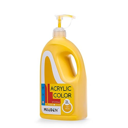 MEEDEN Mid Yellow Acrylic Paint with Pump Lid, 1/2 Gallon (2L /67.6 oz.) Soft Body Non-Toxic Rich Pigment Color, Perfect for Art Class, Wall Painting, Painting Party & Creative DIY - color: Mid Yellow