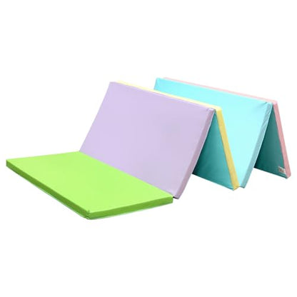 KaRaDaStyle Gymnastics Mat Folding Stretch Mats 75"x31"x1.2" Exercise Muscle Training Children Play Horizontal Bar Mat Yoga Sports Soundproof Home Use - color: Pastel/5-fold