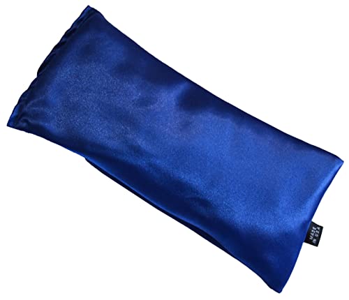 Lavender Eye Pillow - Hot or Cold Weighted Satin Eye Mask perfect for Sleeping, Yoga, Meditation - Gifts for Women, Birthday, Teachers - Natural Herbal Relaxation (Sapphire) - color: Sapphire