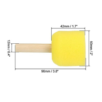 PATIKIL 2" Paint Sponges for Painting, 40 Pack Round Painting Sponge Foam Brush Wooden Handle Painting Tools for Crafts Arts, Yellow - size: 2"