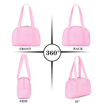 Mini Gym Bag for Women Girl 12 inch Small Gym Tote Lightweight Carry On Bag - color: Pink