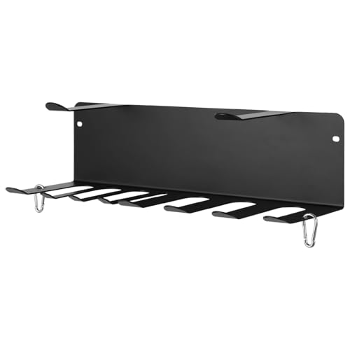 Double Layer Gym Storage Rack with Hanging Hooks, Wall Mount Metal Fitness Equipment Storage Rack, Home Gym Organizer for Exercise Bands, Yoga mat, Jump Ropes, Weight Belts, Straps