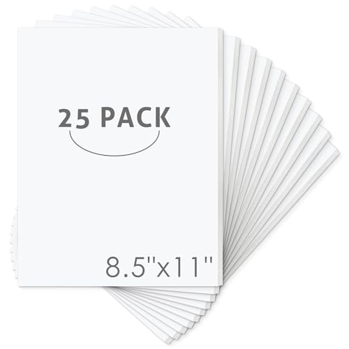 Mat Board Center 8.5x11x1/8" White High-Grammage Foam Core Board Pack of 25 | Acid Free, Polystyrene, Warp-Resistant, Double-Sided Foam Poster Board, Easy to Cut & Write for Display, Draw, Crafts & Art - color: White, size: 8.5x11
