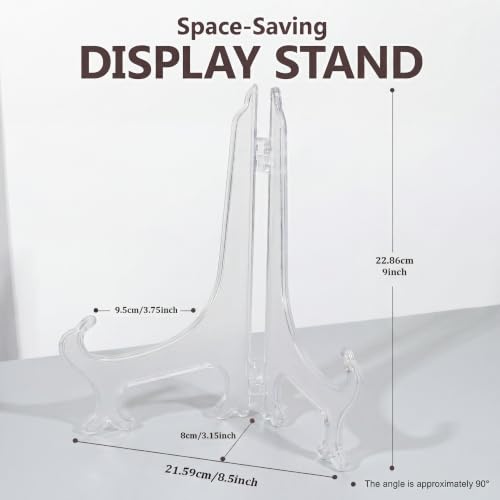 Artliving 9 Inch Clear Plastic Easels or Stand/Plate Holders to Display Pictures or Other Items at Weddings, Home Decoration, Birthdays, Tables (6 Pack) - color: White, size: 9 inch (6 pack)