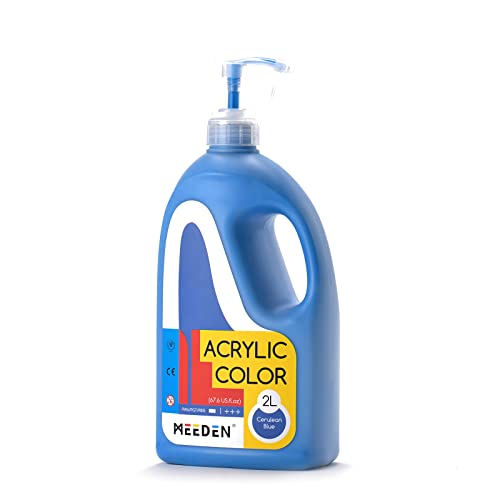 MEEDEN Cerulean Blue Acrylic Paint with Pump Lid, 1/2 Gallon (2L /67.6 oz.) Soft Body Non-Toxic Rich Pigment Color, Perfect for Art Class, Wall Painting, Painting Party & Creative DIY - color: Cerulean Blue