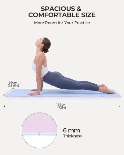 3 Pack Premium TPE Yoga Mats Non-slip, 1/4 Thick Double-sided 72"x26.8" Exercise & Fitness Mat with Carrying Strap, Odorless Cushioned Workout Mat for Yoga, Pilates, Home Gym & Meditation