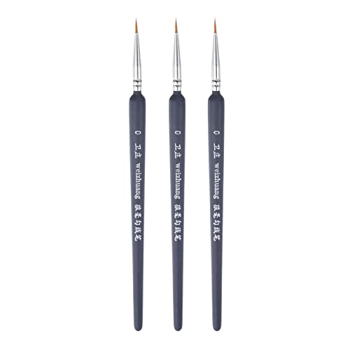 HARFINGTON 3pcs Detail Paint Brushes 8.5mm Pointed Tip 180mm Length Nylon Hair Miniature Painting Brush for Watercolor Oil Acrylic Painting(0#), Black - color: Black, size: 0# 8.5mm
