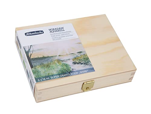 Schmincke - HORADAM® AQUARELL, Super- Granulation Set Shire, 5 x 15 ml tubes, 74 867 097, wooden box, very strong granulating colors, finest, supergranulating watercolors | very strong granulating watercolors - color: Shire, size: 2.54 Fl Oz (Pack of 1)