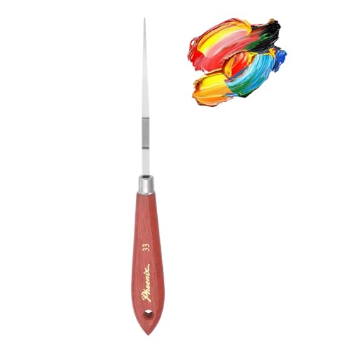 MECCANIXITY Pack of 1 Palette Knife No.33, 8.3" Long Palette Knives with Stainless Steel Flexible Spatula Pallet Knife and Wood Handle for Scraping, Mixing, Oil Acrylic Painting Canvas - style: No.33