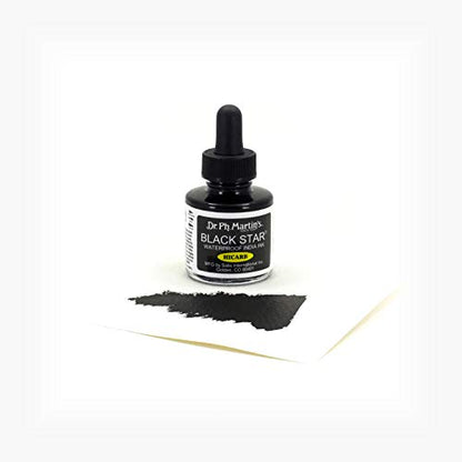 Dr. Ph. Martin's Black Star India Ink (Hi-Carb) Ink Bottle, 1.0 oz, Black, 1 Bottle