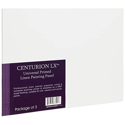 Centurion All-Media Primed Linen Panels - 18x24 3 Pack - 11oz Universal Primed Canvas Boards for Painting, Mounted on MDF Wood, Non-Warping, Ideal for Artists, Professionals, and Painters - size: 18"x24"