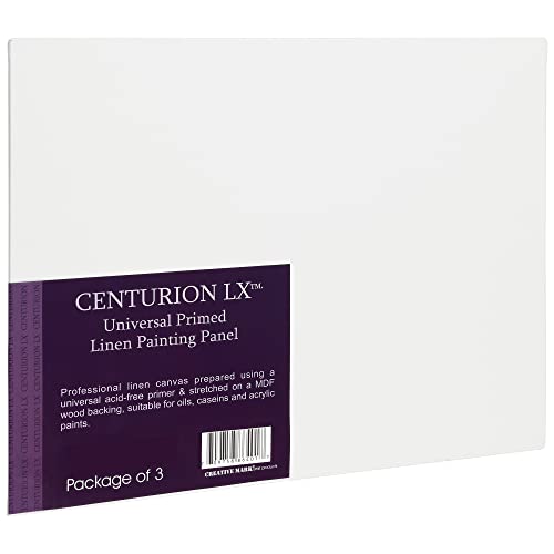 Centurion All-Media Primed Linen Panels - 8x16 3 Pack - 11oz Universal Primed Canvas Boards for Painting, Mounted on MDF Wood, Non-Warping, Ideal for Artists, Professionals, and Painters - size: 8"x16"