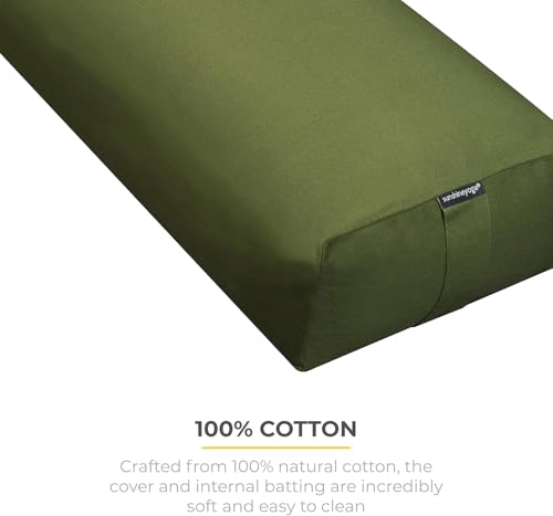 Firm Large Yoga Bolster, 24x12x6in - color: Olive Green - Zippered Cover, size: 1 Pack