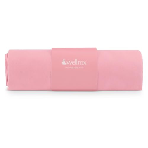 Wellrox Microfiber Yoga Hand Towel – Super Soft, Quick-Dry, Non Slip Yoga Towel for Hot Pilates, Gym & Workouts (26.5" x 16", Pink) - color: Pink