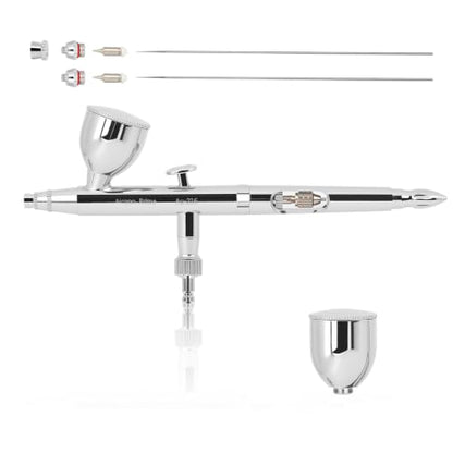 Airgoo Prime Series Airbrush Kit AG-216 Dual Action Gravity Feed Airbrush Kit with 0.3mm/0.5mm Nozzles & Needles, 7CC/10CC Fluid Cups for Tattoo, Modeling, Cake Decor, Nail Painting
