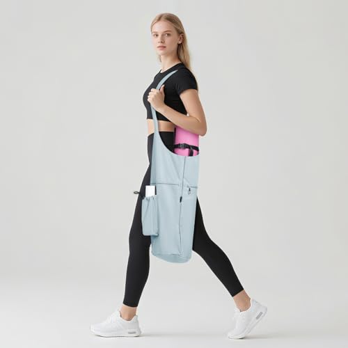 Yoga Mat Bag, with Protective Layer& Water Bottle Pocket and Big Wet Pocket & Yoga strap & Large Capacity,Stylish & Functional Fitness Mat And Essential items for Women & Men - color: blue