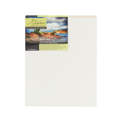 Da Vinci Pro Resist-Grip Coarse Textured Gesso Board, 16x16-4 Pack, 3/4" Depth Art Boards for Painting, White Acrylic Polymer with Quartz Sand, Warp-Resistant Cradled and Sealed MDF Panel