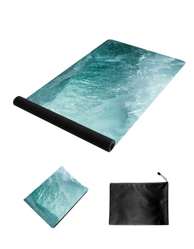 nuveti Printed Travel Yoga Mat 1/16 Inch Thick Non Slip Fitness Workout Mat | with Carrying Bag, Foldable Lightweight Suede & Natural Rubber Yoga Mat for Yoga Pilates and Fitness 72" L x 24" W x 1.5mm - color: CuiHu