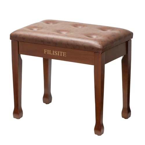 Wooden Piano Bench with Storage, Piano Stool with Waterproof Padded Cushion, Bench Seat for Vanity, Living Room, Bedroom (Wood) - color: Single-wood