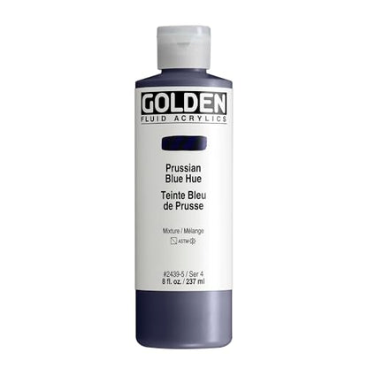 GOLDEN Fluid Acrylics, Prussian Blue Hue, 8 fl. oz. Bottle, Professional Acrylic Paint, Semi-Transparent