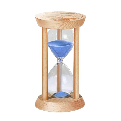 Wooden Sand Timers 2 Minute Hourglass,Stunning Glass Mini Blue Sand Clock for Productivity, Meditation & Decor, 2 Min Small Reloj De Arena for Kitchen, Office, Game, Classroom (Blue) - color: Blue, size: 2 minute