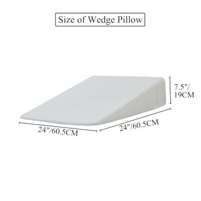 Wedge Pillow for Acid Reflux Relief, Memory Foam Acid Reflux Pillow - size: 24 X 24 X 7.5 IN
