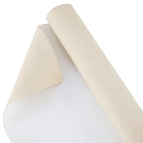 Kinlop 48 Inch X 10 Feet Double Primed Cotton Canvas Roll, Linen Beige | Double Primed for Oil and Acrylic Painting, Artist Grade Cotton, Rolled White Canvas for Art, Ready to Stretch - color: Linen Beige, size: 48 Inch X 10 Feet