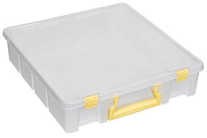 ArtBin Super Satchel 1-Compartment Craft Storage Box, Yellow Latches | One Open Compartment, 15.2 x 8 x 6.2 Inches, Secure Latches, Stackable, Clear Durable Polypropylene - color: Yellow