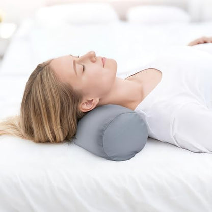 Microbead Bolster Tube Pillows with Double Cover, Squish Bean Bed Microbead Pillow Soft Neck Back Lumbar Support Smooth Cool Touch Comfortable Fabric (Gray) - color: Gray