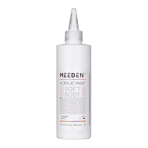 MEEDEN Titanium White Acrylic Paint: Matte Finish 250ml/8.45oz Soft Body | Bulk Acrylic Colors in Squeeze Bottle - Fluid Flow Art Paints for Adults Artists Canvas Art Painting - color: Titanium White