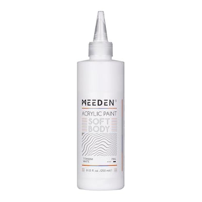 MEEDEN Titanium White Acrylic Paint: Matte Finish 250ml/8.45oz Soft Body | Bulk Acrylic Colors in Squeeze Bottle - Fluid Flow Art Paints for Adults Artists Canvas Art Painting - color: Titanium White