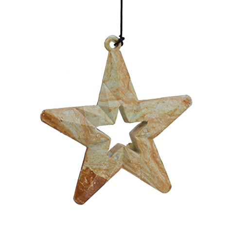 Star Wind Chimes for Outside with 5 Brzone Chime Bells, Rustic Wind Chime Hanging Decor for Garden Patio Yard - size: Star