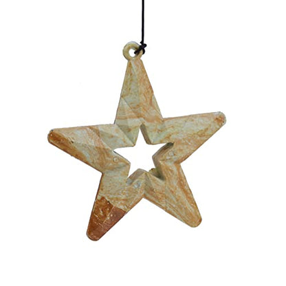 Star Wind Chimes for Outside with 5 Brzone Chime Bells, Rustic Wind Chime Hanging Decor for Garden Patio Yard - size: Star