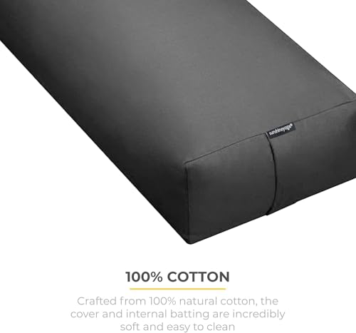 Firm Large Yoga Bolster, 24x12x6in - color: Charcoal - Zippered Cover, size: 1 Pack