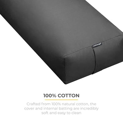 엑스트라 펌 라지 요가 볼스터, 61 x 30.5 x 15.2cm(24 x 12 x 6인치) 신치 또는 지퍼 요가 베개, 스튜디오용 탈착식 커버가 있는 직사각형 면 쿠션, 1팩 또는 2팩 - color: 차콜 - 지퍼 커버, size: 2팩