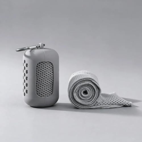 Cooling Towel, Quick Dry Sports Towel with Silicone Case, 11.8 x 35.4 in - color: Gray, size: Medium