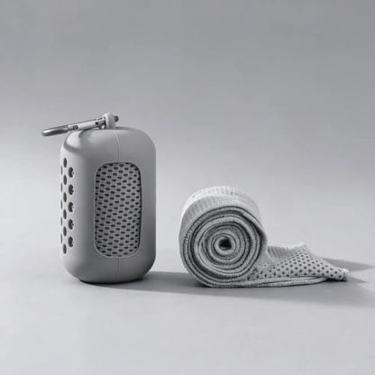 Cooling Towel, Quick Dry Sports Towel with Silicone Case, 11.8 x 35.4 in - color: Gray, size: Medium