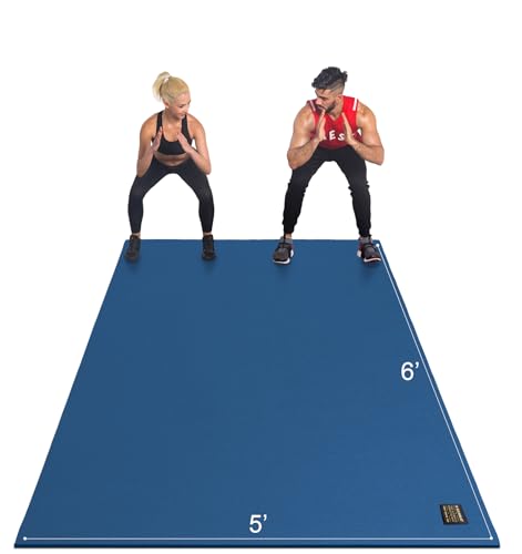 GXMMAT Large Exercise Mat 6'x4'/6'x5'/6'x6'(7mm) - color: Navy Blue, size: 6*5 FT