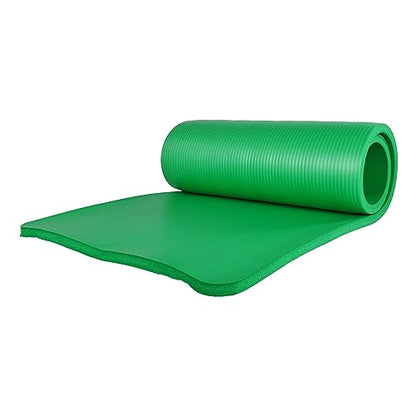 BalanceFrom 7-Piece Yoga Set with 71x24x1 Inches Extra Thick Mat and Carrying Sling – Includes 2 Blocks, Stretch Strap, 2 Towels, and Knee Pad for Home, Studio, and Gym Workouts - color: Green