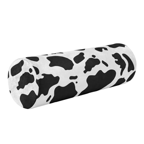 Bolster Pillow Neck Pillow Round Soft Health Memory Foam Pillows Long Cylindrical Body Pillow with Removable Cover Cute Back Yoga Cow Print White Pattern 17" x 5.5" - color: Cow Print White Pattern