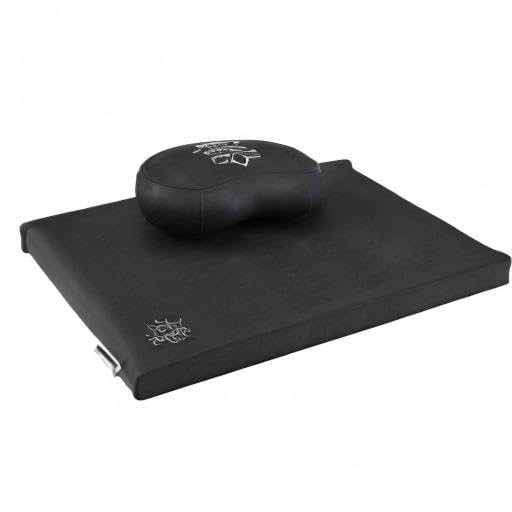 Mindful & Modern Meditation Cushion & Zabuton Meditation Mat Bundle - 100% Cotton Meditation Cushion Set for Yoga - Buckwheat Crescent Shaped Zafu Floor Pillow Rectangular Mat - Minimal Black Color