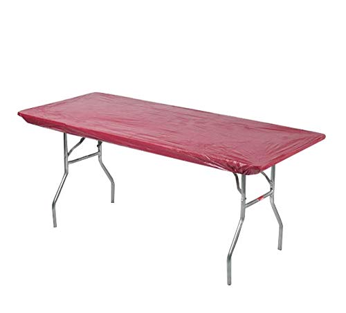 6' Rectangle Plastic Table Covers 30" x 72", Bundle of 5 (Maroon) - color: Maroon