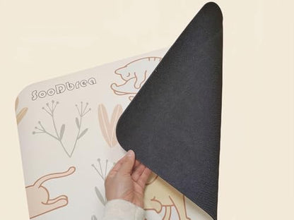Small Mini Yoga Mat 23.6×15.7in 5mm Thin Cute Cat Print Travel Knee Pad