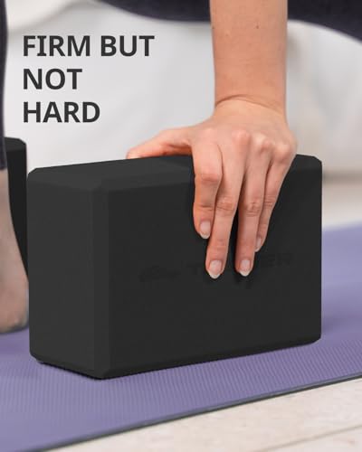 Trideer Yoga Blocks 2 Pack, Soft Non-Slip Foam Blocks with Beveled Edges for Alignment and Stretching in Yoga, Pilates, and Dance - Supportive, Lightweight, Odor Resistant, Latex-Free - color: Black